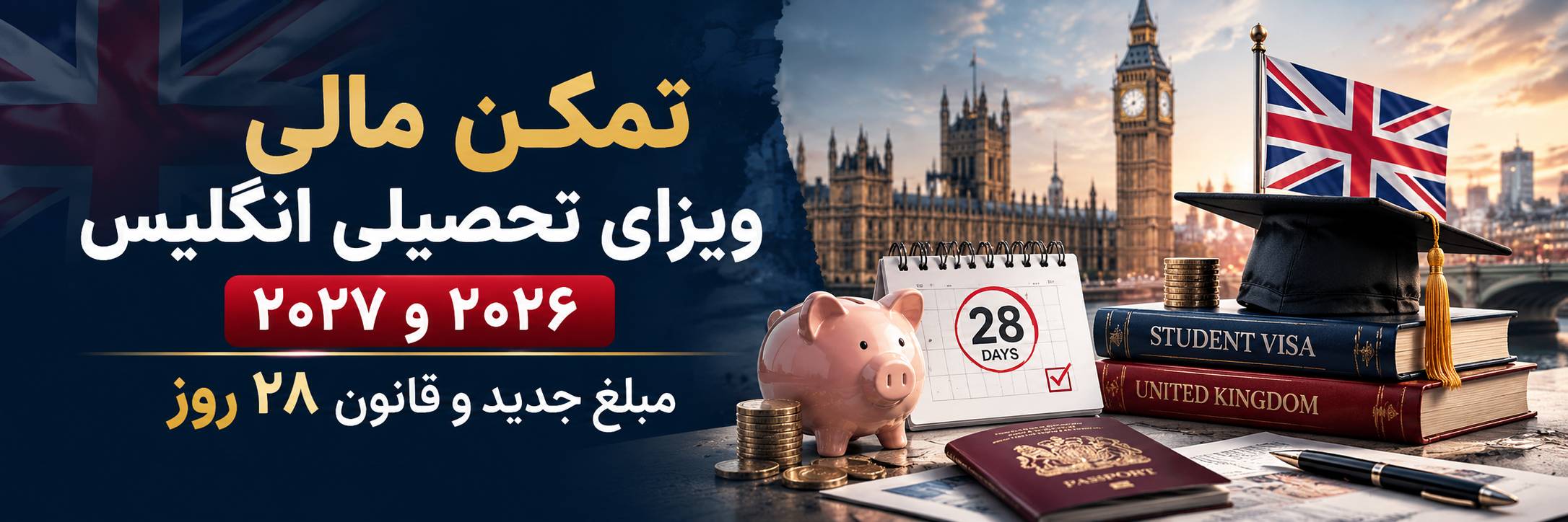تمکن مالی ویزای تحصیلی انگلیس ۲۰۲۶ و ۲۰۲۷ و قانون ۲۸ روز برای Student Visa